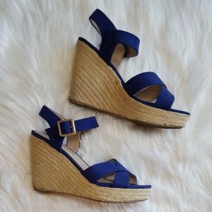 Montego Bay Club Espadrille Wedges in Royal Blue